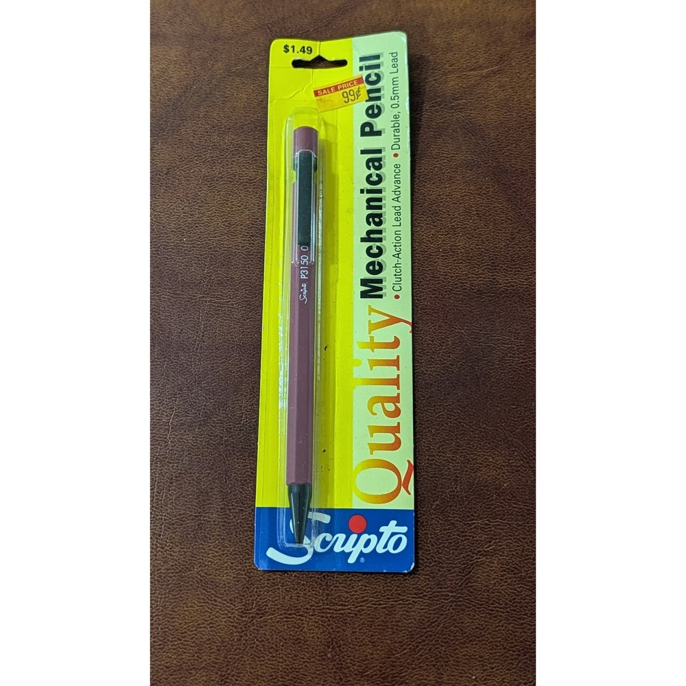 Vintage Scripto P3150 Mechanical Pencil 0.5mm Burgundy Hexagonal Barrel 1996 NIP